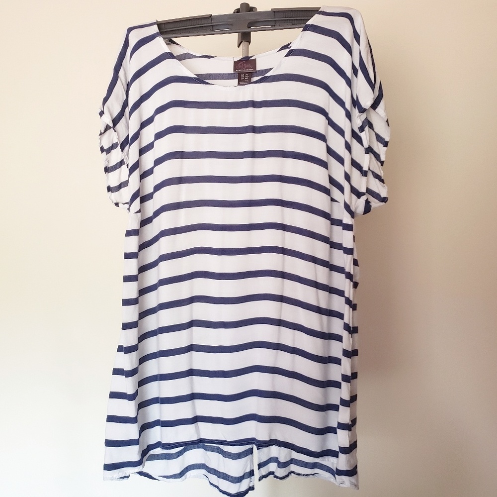 Oh Baby Blue and White Maternity Blouse